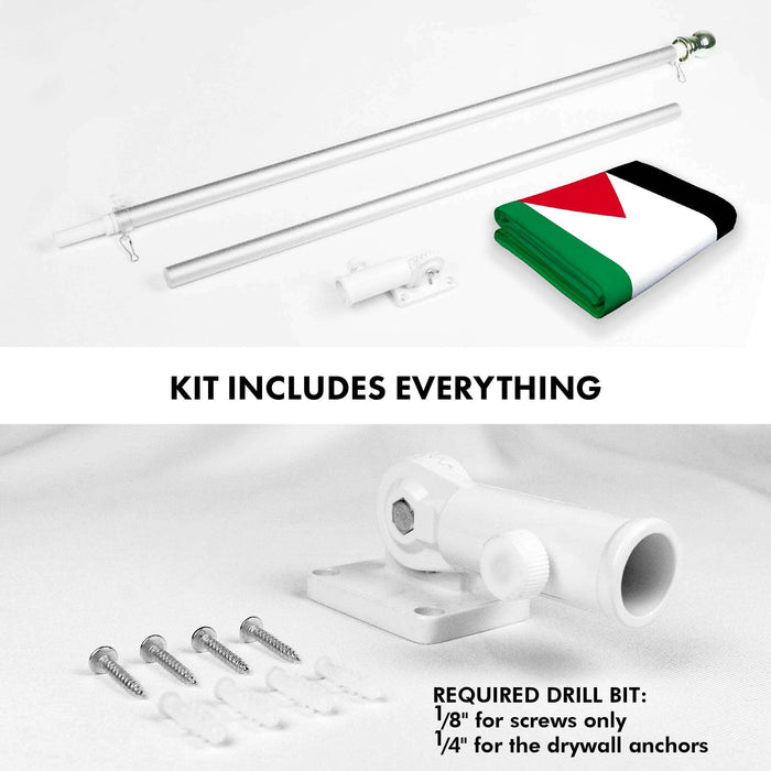 G128 Combo Pack: 6 Ft Twist Free Aluminum Spinning Flagpole (Silver) & Jordan Flag | 3x5 Ft | LiteWeave Pro Series Printed 150D Polyester | Pole with Flag Included