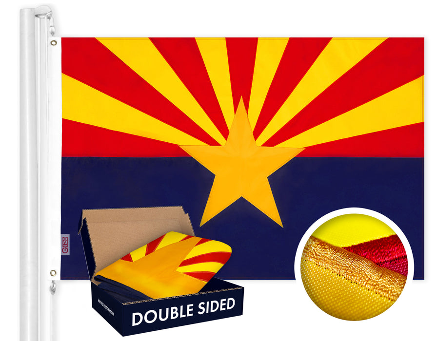 Arizona State Flag 210D Embroidered Polyester 3x5 Ft - Double Sided 2ply