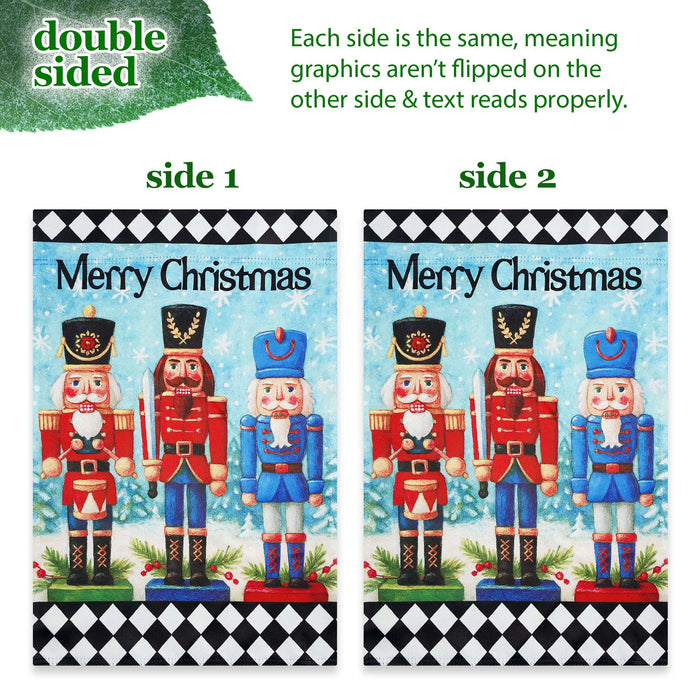 G128 36x16IN Garden Flag Stand & 12x18 Merry Christmas Nutcrackers Flag Kit