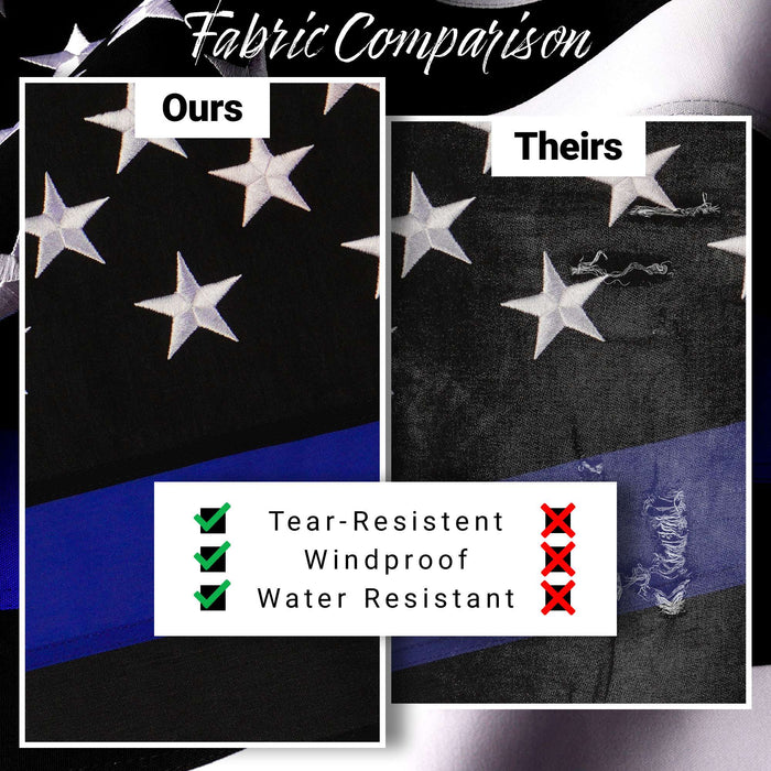 G128 Thin Blue Line Flag 220GSM Embroidered Spun Polyester 3x5 Ft