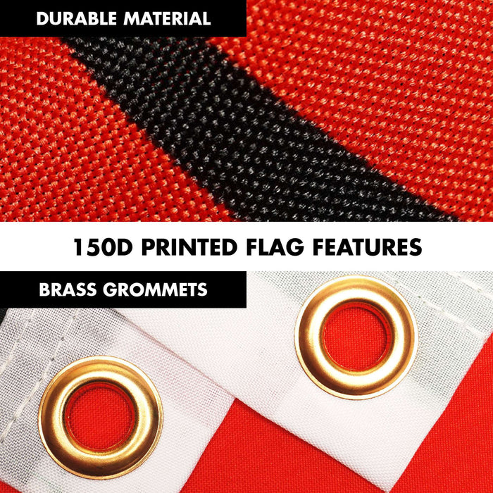 G128 Combo Pack: 6 Ft Twist Free Aluminum Spinning Flagpole (White) & Malawi Flag | 3x5 Ft | LiteWeave Pro Series Printed 150D Polyester | Pole with Flag Included