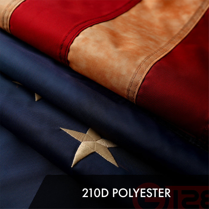 G128 2 Pack: Betsy Ross Tea-Stained Flag | 3x5 Ft | ToughWeave Pro Series Embroidered 420D Polyester | Historical Flag