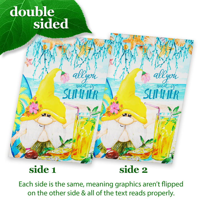 G128 House Flag All You Need is Summer Gnome | 28x40 Inch | Printed Blockout Polyester - Summer Decoration