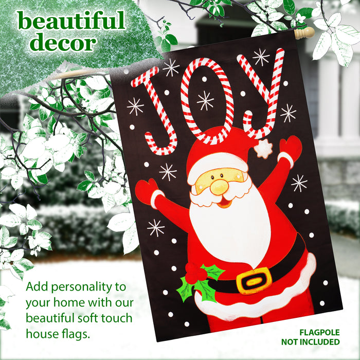 G128 House Flag Joyful Santa | 28x40 Inch | Printed Blockout Polyester - Christmas Decoration