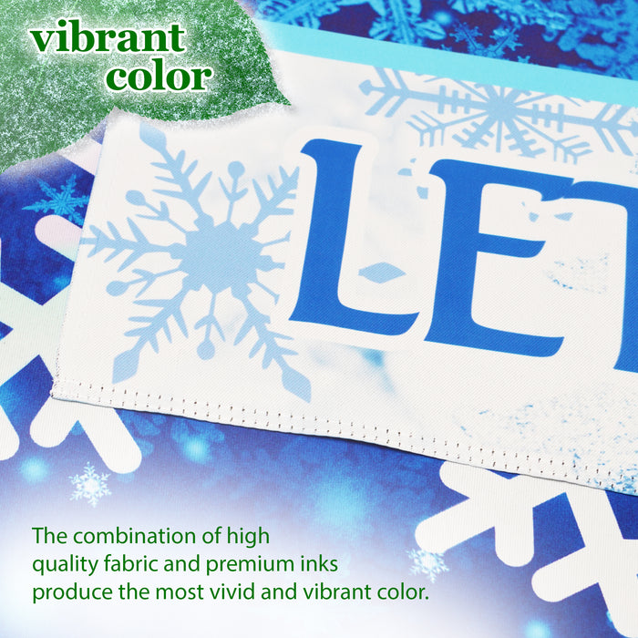 G128 House Flag Let It Snow Snowflakes | 28x40 Inch | Printed Blockout Polyester - Winter Decoration