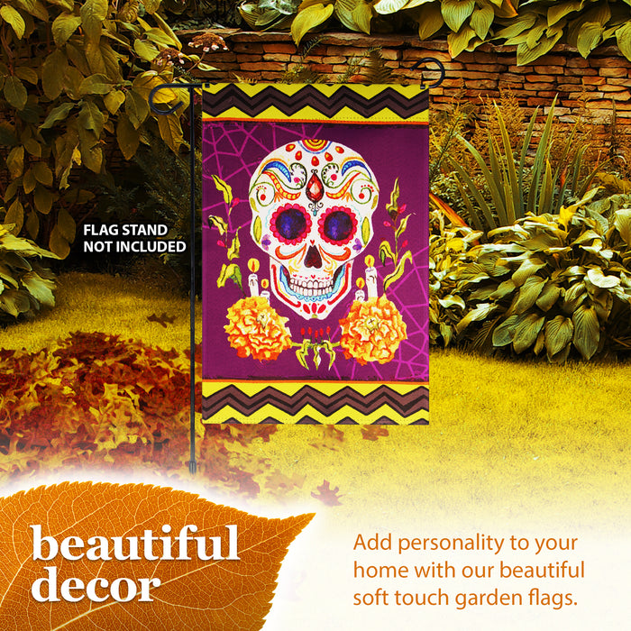 G128 Garden Flag Day of the Dead Decoration Sugar Skull | 12x18 Inch | Printed Blockout Polyester
