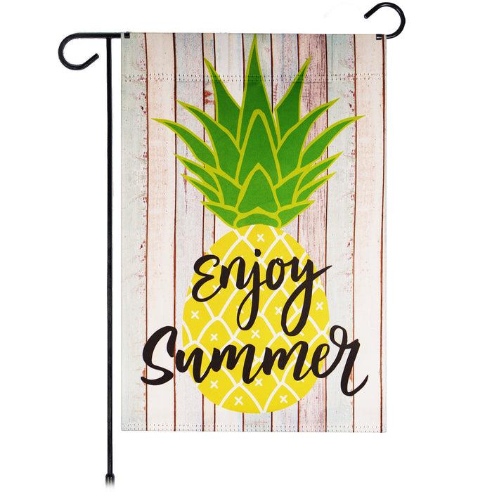 G128 Garden Flag Enjoy Summer Pineapple | 12x18 Inch | Printed Blockout Polyester - Summer Decoration