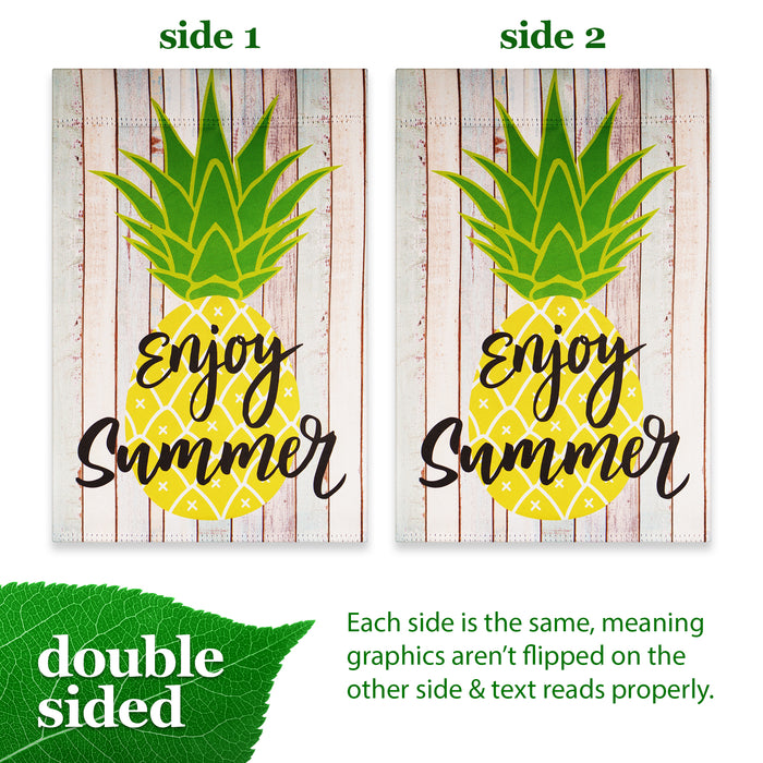 G128 Garden Flag Enjoy Summer Pineapple | 12x18 Inch | Printed Blockout Polyester - Summer Decoration
