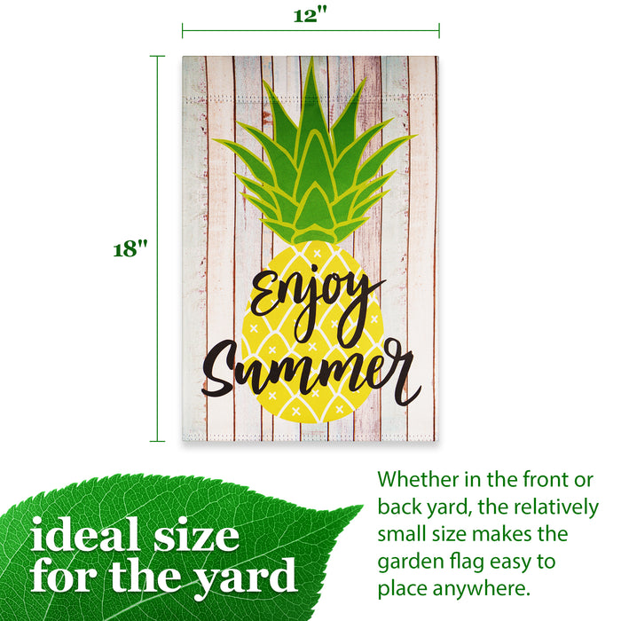 G128 Garden Flag Enjoy Summer Pineapple | 12x18 Inch | Printed Blockout Polyester - Summer Decoration