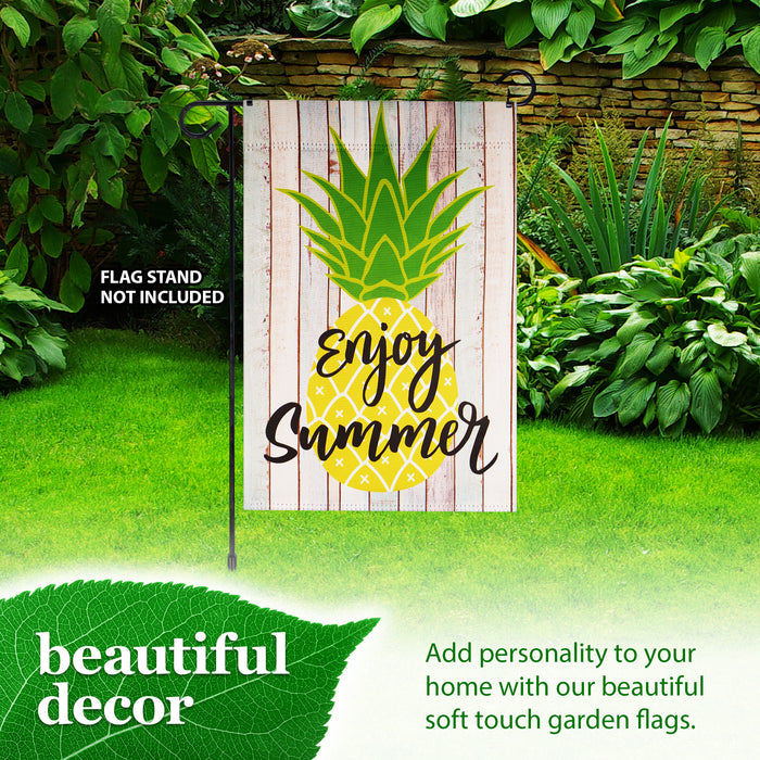 G128 Garden Flag Enjoy Summer Pineapple | 12x18 Inch | Printed Blockout Polyester - Summer Decoration