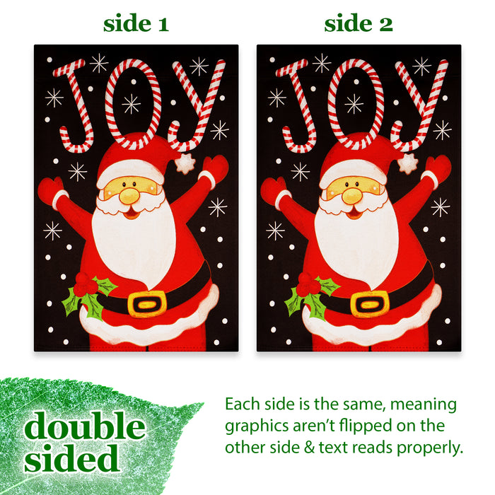 G128 Garden Flag Joyful Santa | 12x18 Inch | Printed Blockout Polyester - Christmas Decoration