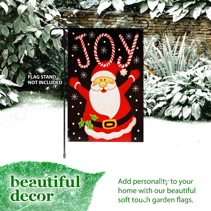 G128 Garden Flag Joyful Santa | 12x18 Inch | Printed Blockout Polyester - Christmas Decoration
