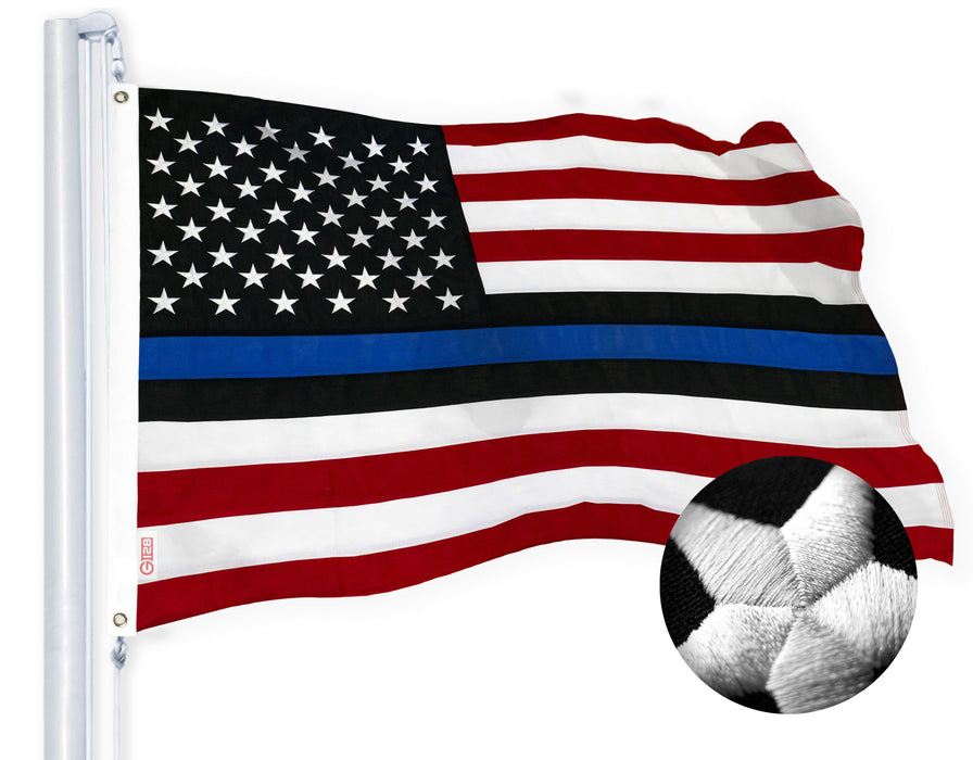 G128 Blue Lives Matter Flag Police Flag Embroidered 2.5x4 FT Spun Polyester