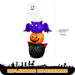 G128 6FT inflatable Halloween stack of a ghost, bat, pumpkin and black cat lit up on a lawn