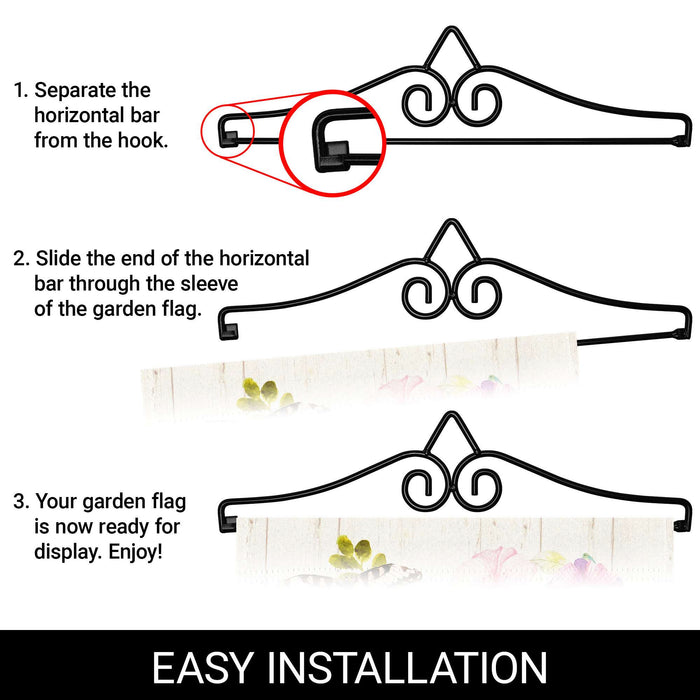 G128 Combo Pack Garden Flag Hanger 14IN & Garden Flag Home Sweet Home Butterflies Printed 12x18IN Double Sided