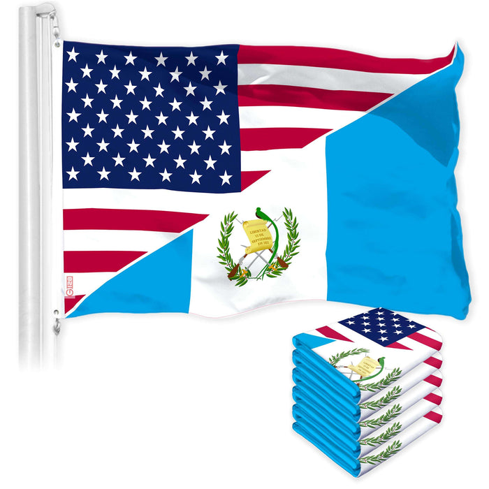 G128 5 Pack: Guatemala USA Friendship Flag | 3x5 Ft | LiteWeave Pro Series Printed 150D Polyester | Specialty Flag, Indoor/Outdoor, Vibrant Colors, Brass Grommets