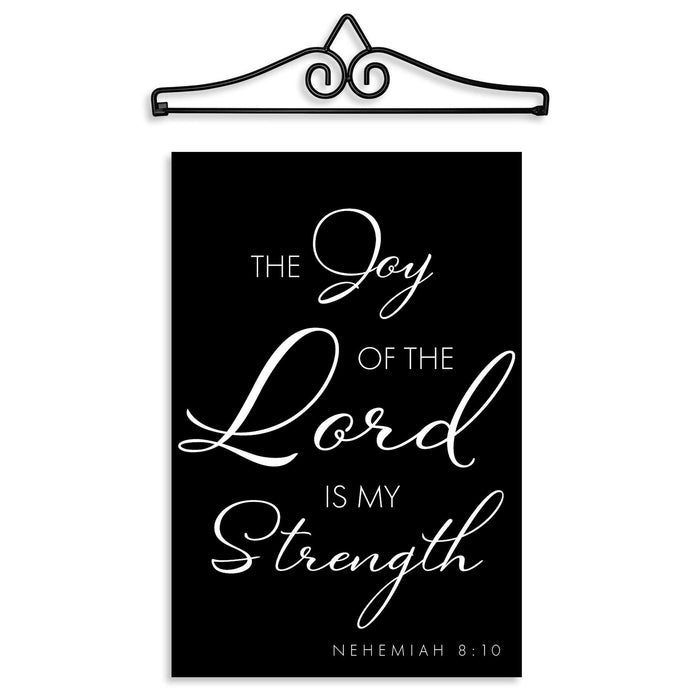 G128 Combo Pack Garden Flag Hanger 14IN & Garden Flag Joy of the Lord Scripture Printed 12x18IN Double Sided Yard Lawn Decoration