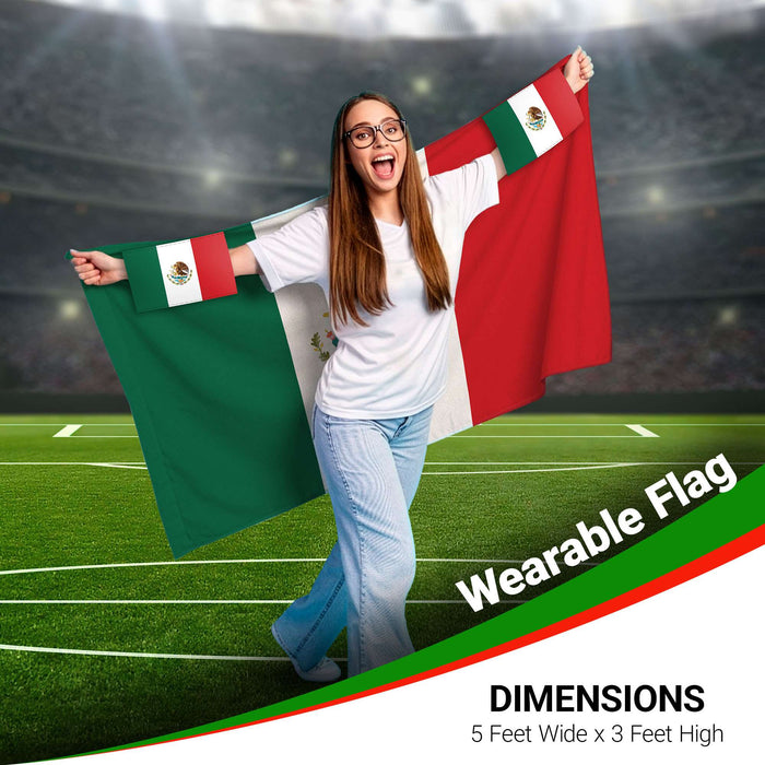G128 World Soccer Tournament 2026 Cup Soccer Fan Set 6PCS, Mexico Fan Merch with Flag and Koozie, Accessories for Sports Parties
