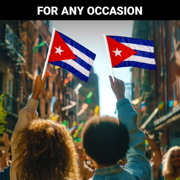 G128 2 Pack: Cuba Cuban Flag | 11x17 In | Double LiteWeave Pro Series Double Sided Printed 150D Polyester | Flagpole Included | Perfect for Festival Celebrations, Parades