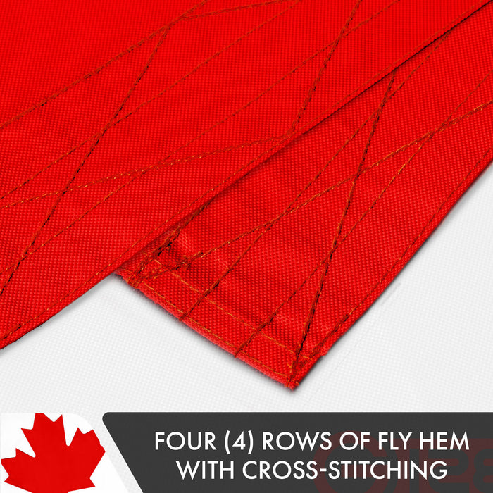 G128 3 Pack: Canada Canadian Flag | 6x10 Ft | Double ToughWeave Series Double Sided Embroidered 210D Polyester | Country Flag, Embroidered Design, Indoor/Outdoor, Brass Grommets, Heavy Duty, 3-ply