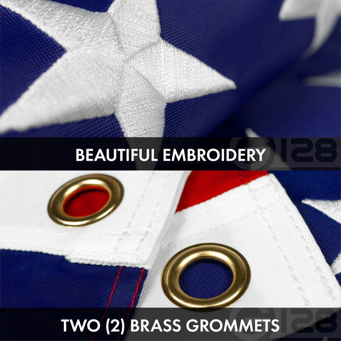 G128 Combo Pack: USA American Flag 3x5 Ft Embroidered Stars & Come and Take It (Rifle Design) Flag 3x5 Ft Embroidered Double Sided 3ply