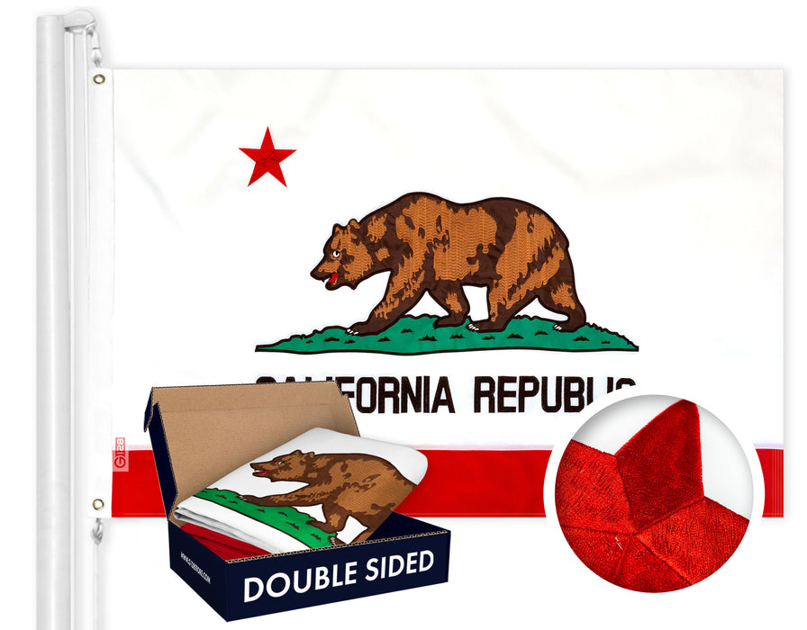 California State Flag 210D Embroidered Polyester 3x5 Ft - Double Sided 3ply