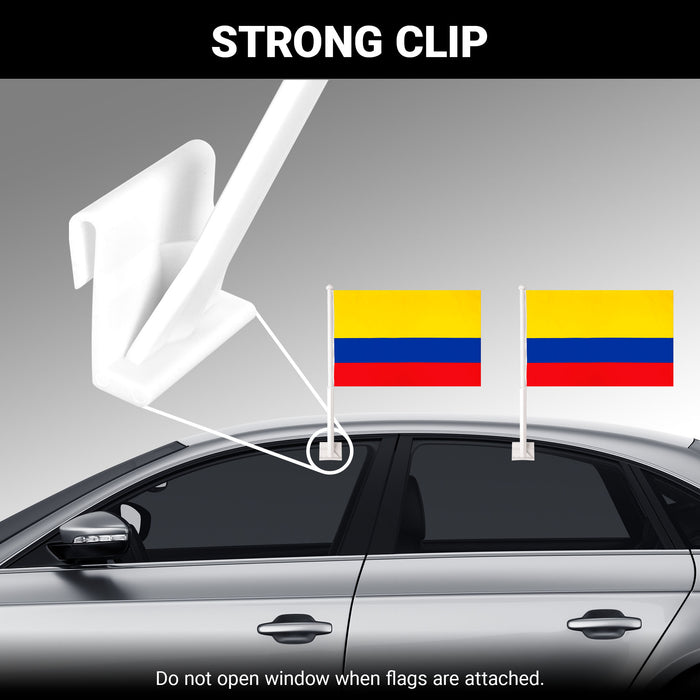 G128 2 Pack: Colombia Colombian Car Flag | 11x17 In | Double LiteWeave Pro Series Double Sided Printed 150D Polyester | Flagpole Included | Perfect for Festival Celebrations, Parades