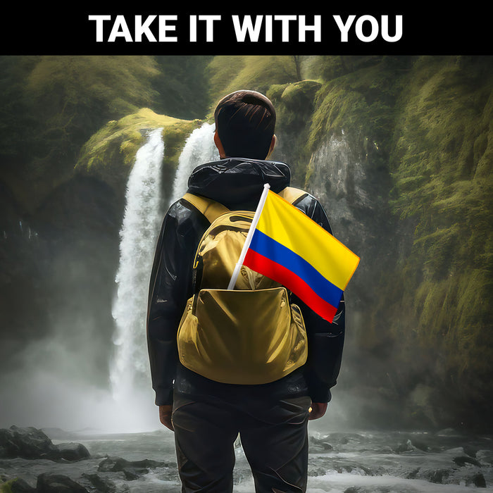 G128 2 Pack: Colombia Colombian Car Flag | 11x17 In | Double LiteWeave Pro Series Double Sided Printed 150D Polyester | Flagpole Included | Perfect for Festival Celebrations, Parades