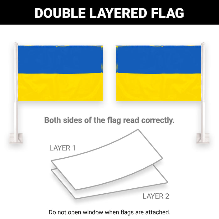 G128 2 Pack: Ukraine Ukrainian Car Flag | 11x17 In | Double LiteWeave Pro Series Double Sided Printed 150D Polyester | Flagpole Included | Perfect for Festival Celebrations, Parades