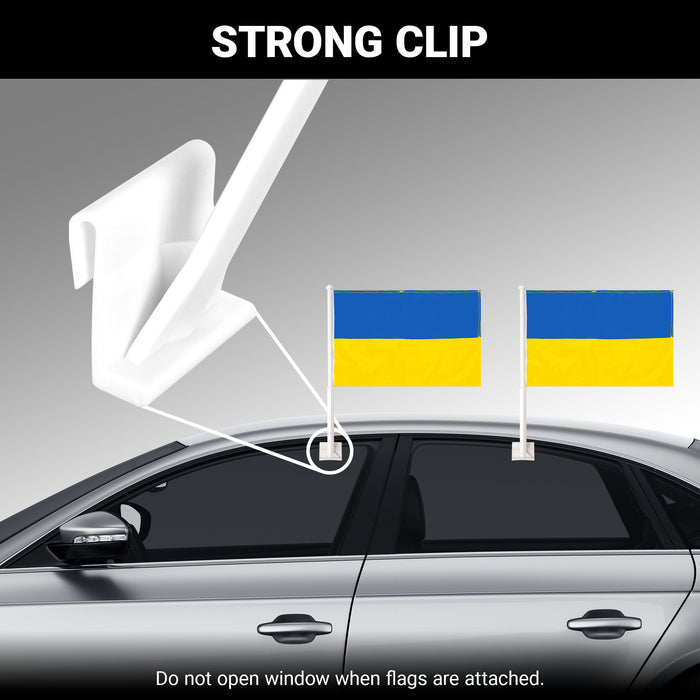 G128 2 Pack: Ukraine Ukrainian Car Flag | 11x17 In | Double LiteWeave Pro Series Double Sided Printed 150D Polyester | Flagpole Included | Perfect for Festival Celebrations, Parades