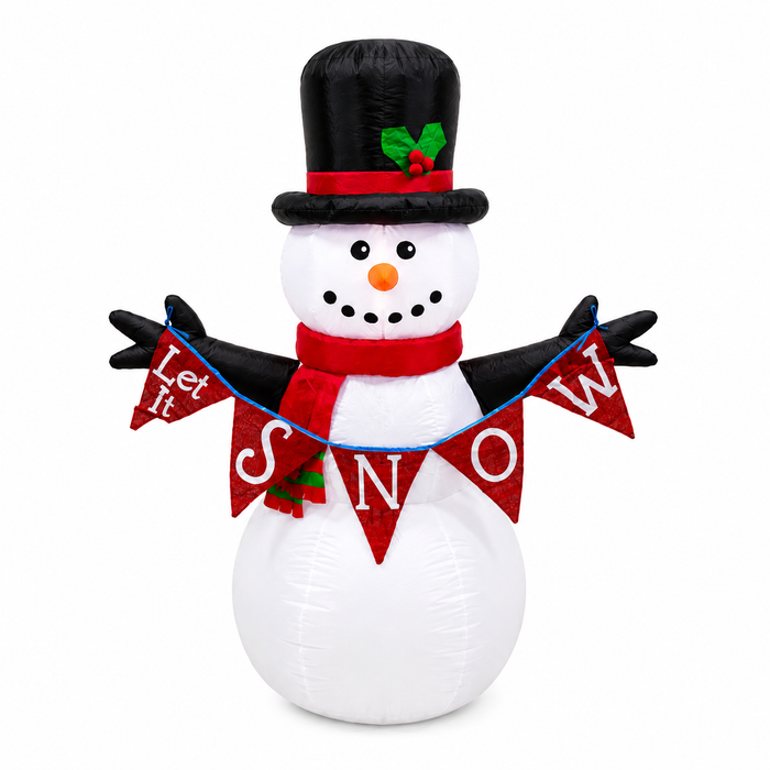 G128 5FT Christmas Inflatable Snowman with Let It Snow Banner & LED Lights