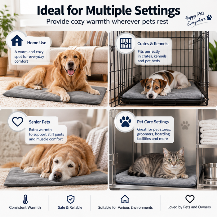 G128 Small Pet Heating Pad 17.72x15.75IN, 6 Adjustable Temperature Dog Cat Heating Pad with Timer, Waterproof Heated Cat Dog Bed with Chew Resistant Cord, Indoor Electric Pet Heated Mat