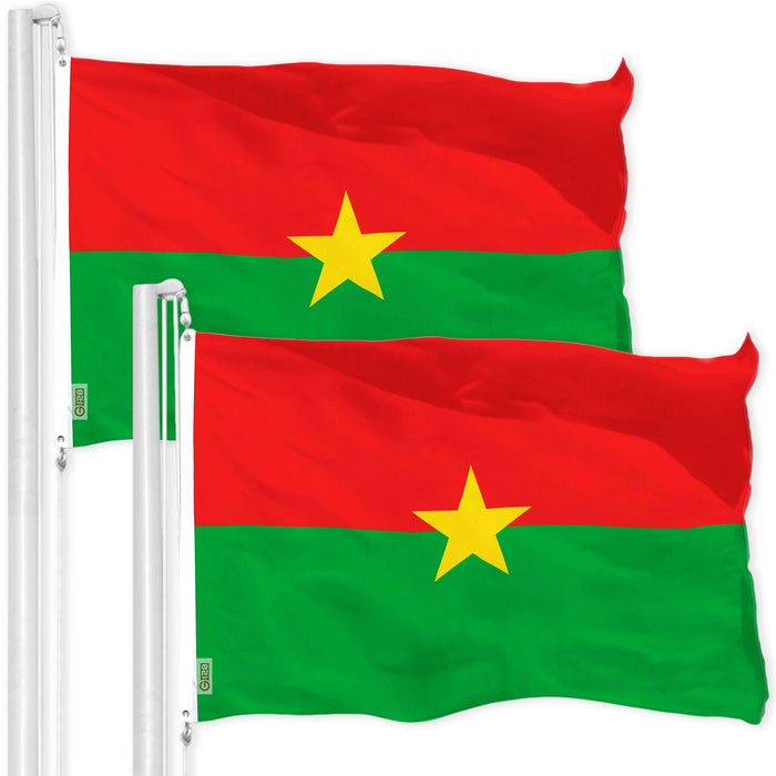 G128 2 Pack: Burkina Faso Flag | 3x5 Ft | LiteWeave Pro Series Printed 150D Polyester | Country Flag, Indoor/Outdoor, Vibrant Colors, Brass Grommets