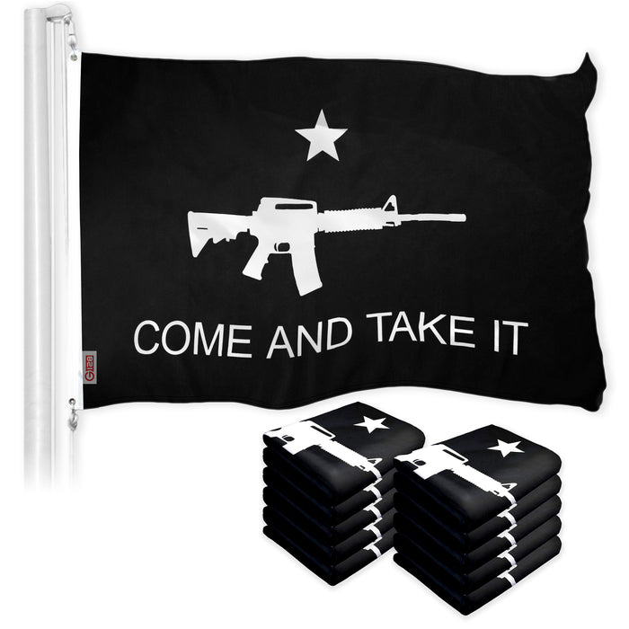 Come and Take It Rifle Black Flag 3x5 Ft 10-Pack Printed 150D Polyester By G128