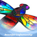 G128 bee stained glass suncatcher window hanging ornament with metal frame, 14 inch nominal size