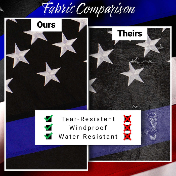 G128 Blue Lives Matter Flag Police Flag Embroidered 2.5x4 FT Spun Polyester
