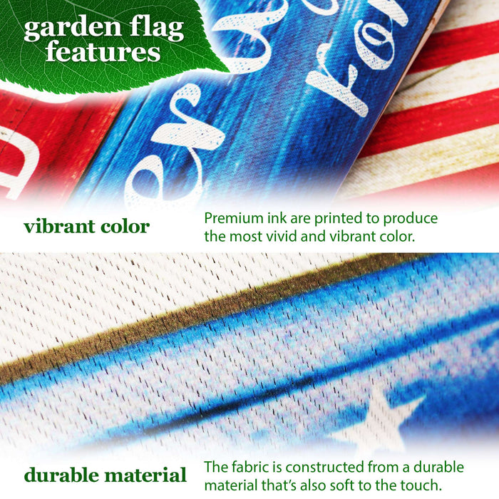 G128 Combo Pack: Garden Flag Stand 36x16IN & Garden Flag Land of the Free Liberty Printed 12x18IN Double Sided