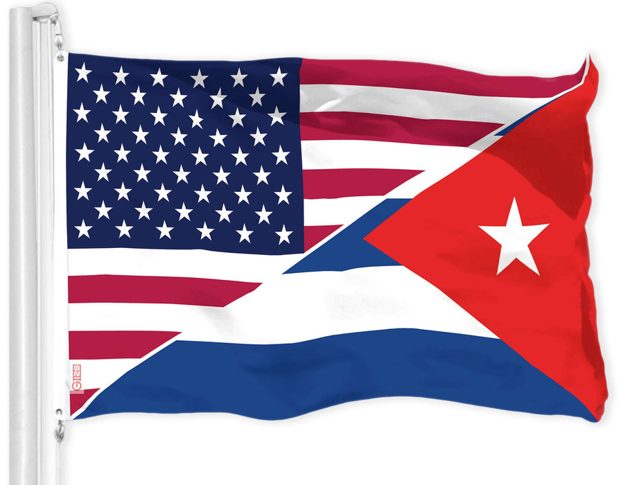G128 Cuba USA Friendship Flag | 3x5 Ft | LiteWeave Pro Series Printed 150D Polyester | Cuban American Flag, Indoor/Outdoor, Vibrant Colors, Brass Grommets