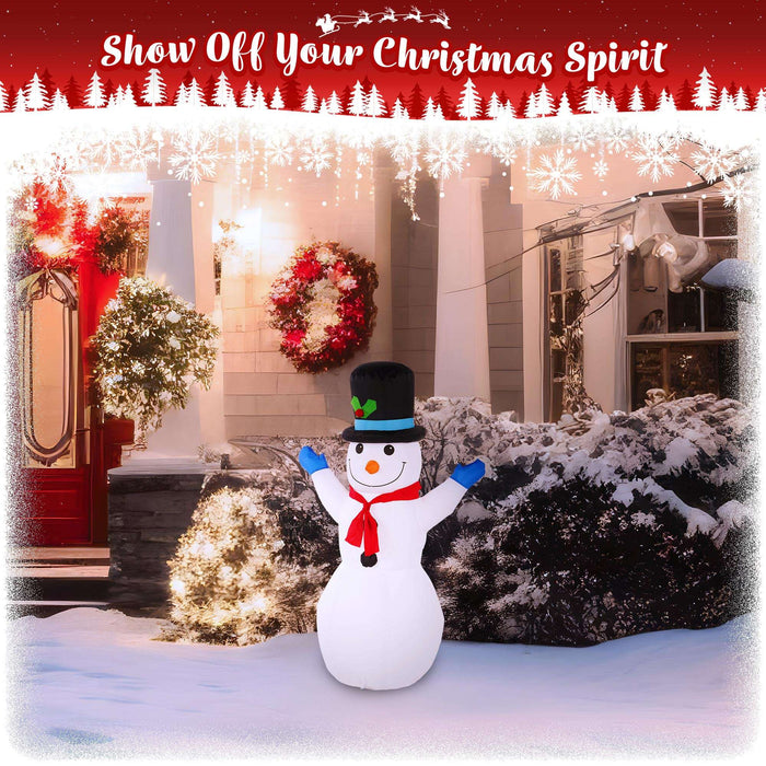 G128 4 ft Snowman Christmas Inflatable Decor with LED Lights, Christmas Outdoor Holiday Yard Decoration, Fast Inflate, Weather-Resistant, Outdoor Use