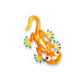 G128 orange gecko lizard metal wall art hanging decor, 9 inch nominal size
