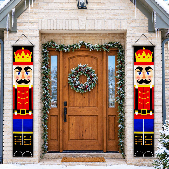 G128 Christmas nutcracker soldier door banners, 2 pack, 12 x 71 inch