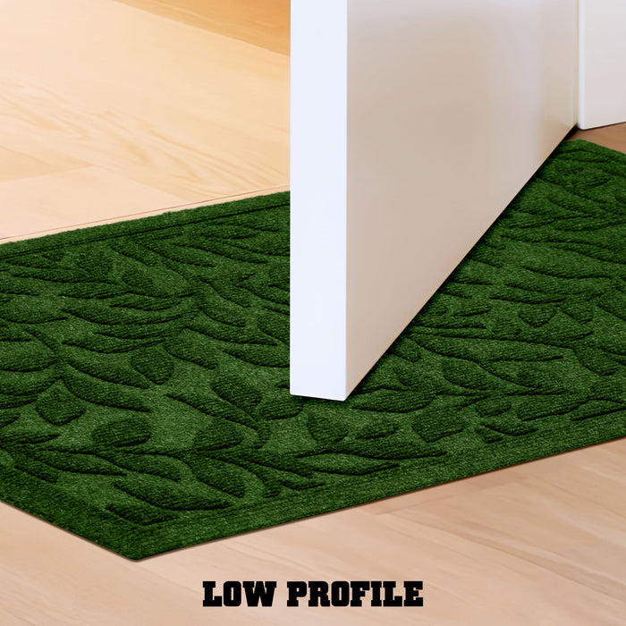 G128 Combo Pack: Home Entrance Green Leaves Door Mats | 17x29.5 in & 23x35 in | Absorbent Natural Rubber Non Slip, Indoor/Outdoor, Easy Clean, Beautiful Welcome Mats for Front Door/Patio/Garage