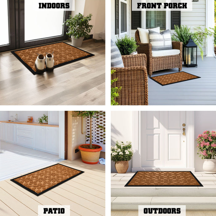 G128 Home Entrance Brown Geometric Floral Pattern Door Mat | 17x29.5 In | Thick Absorbent Natural Rubber Non Slip, Indoor/Outdoor, Easy Clean, Welcome Mats for Front Door/Patio/Garage