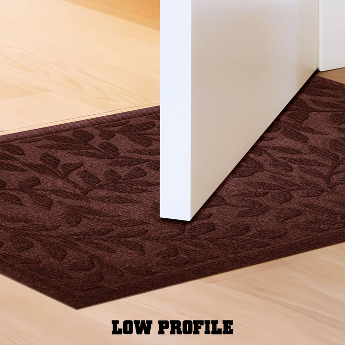 G128 Front Door Mat 29.5x17 Inch, Sturdy Door Mats for Home Entrance Outdoor Indoor, Non-Slip Rubber Backing Low Profile Mat, All Season Easy Clean Welcome Entryway Rug, Brown Leaves