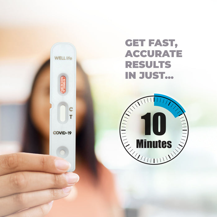5 Pack - WELLlife COVID-19 at Home Self Test | Results in 10 Minutes, FDA Authorized COVID Home Test, with Non-invasive Nasal Swab, Easy to Use & No Discomfort