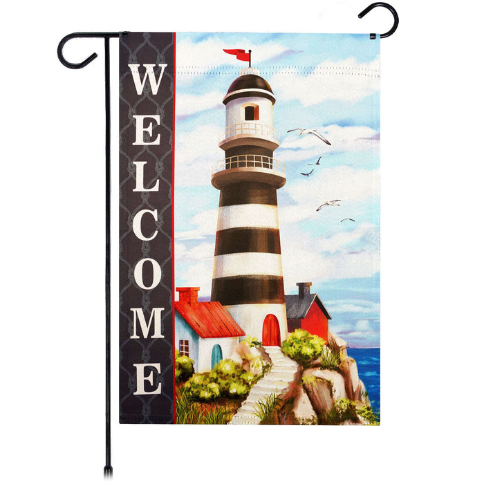 G128 Welcome Lighthouse Beach Garden Flag 12x18 In Double Sided Summer Yard Garden Lawn Decoration