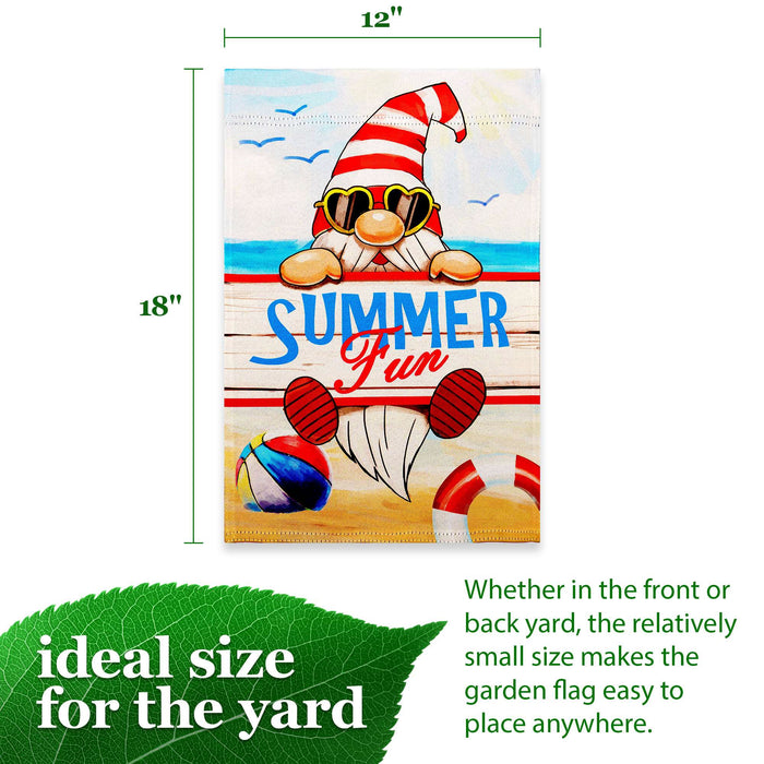 G128 Summer Fun Gnome Garden Flag 12x18 In Double Sided Summer Yard Garden Lawn Decoration
