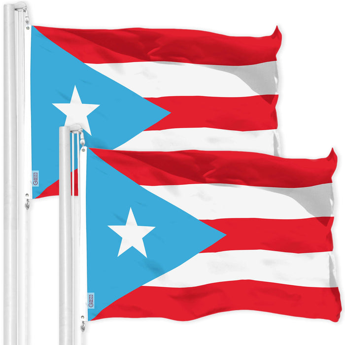 G128 2 Pack: Puerto Rico Light Blue Puerto Rican PR Flag | 2x3 Ft | LiteWeave Pro Series Printed 150D Polyester | Indoor/Outdoor, Vibrant Colors, Brass Grommets