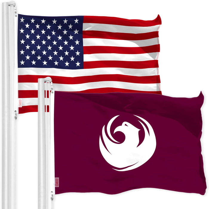 G128 Combo Pack: American USA Flag 3x5 Ft & Phoenix Flag 3x5 Ft | Both LiteWeave Pro Series Printed 150D Polyester, Brass Grommets