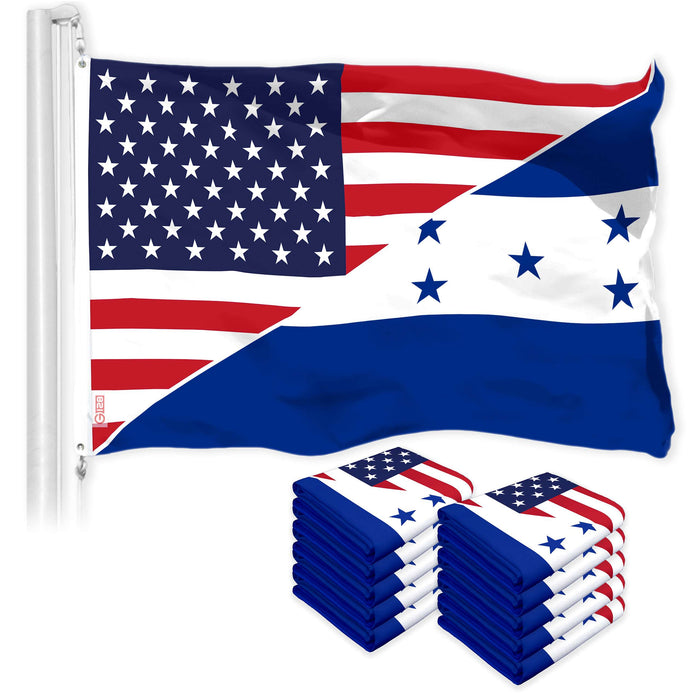 G128 10 Pack: Honduras USA Friendship Flag | 3x5 Ft | LiteWeave Pro Series Printed 150D Polyester | Specialty Flag, Indoor/Outdoor, Vibrant Colors, Brass Grommets